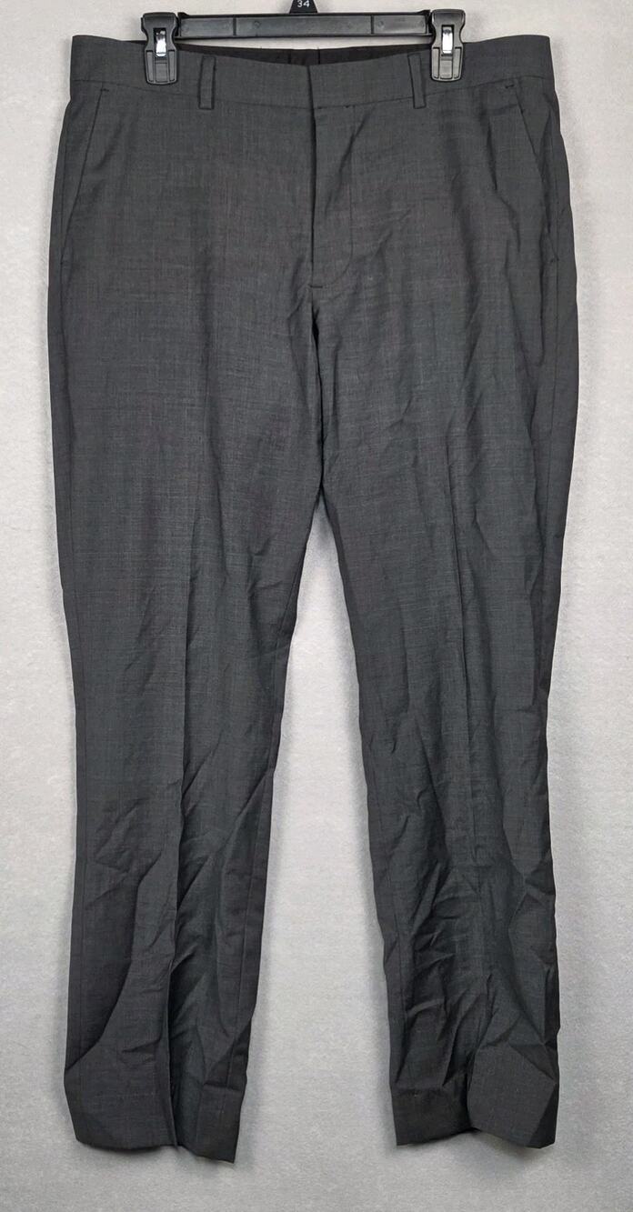 Bonobos Marzotto Wool Pants Dress Slacks Gray Mens 35x31 Slim Straight